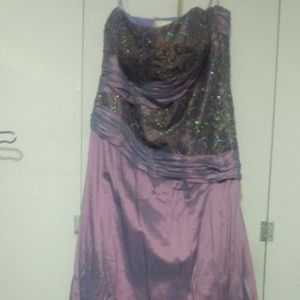 lavender sequin satin gown